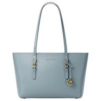 MICHAEL KORS Quinn Gold Hardware Adjustable Shoulder Strap Cowhide Tote Shoulder Bag Medium Women's Light Blue mėlyna