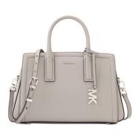 MICHAEL KORS Laila Metal Logo Charm Adjustable Detachable Shoulder Strap Cowhide Shoulder Handbag Small Women's Quarry Gray auksas