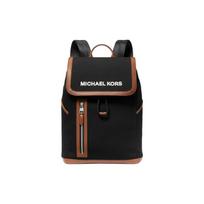 MICHAEL KORS Brooklyn Letter Logo Fabric and Cow Split Leather Backpack Men's Black and Hazelnut Brown juoda