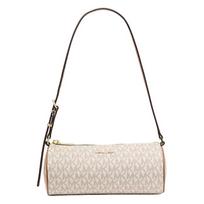 MICHAEL KORS Izzy lettering print gold hardware coated canvas and polyester barrel bag shoulder bag small women's beige auksas