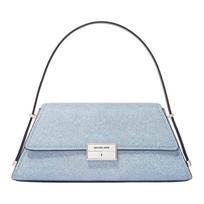 MICHAEL KORS Ludlow Signature Metallic Flap Sheepskin Shoulder Bag Medium Women's Light Blue mėlyna