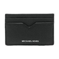 MICHAEL KORS Hudson brand logo pebbled leather card holder men's black juoda
