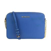 MICHAEL KORS Letter Logo Logo Zipper Closure Leather Shoulder Crossbody Bag Women's Blue mėlyna