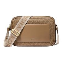 MICHAEL KORS Maeve Gold Hardware Logo Print Faux Leather Coated Canvas Crossbody Bag Large Women's Brown auksas