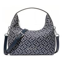 MICHAEL KORS EMBER Logo Adjustable Shoulder Strap Jacquard Crossbody Shoulder Handbag Small Women's Denim Blue mėlyna