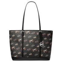 MICHAEL KORS Jet Set brand letter badge coated canvas tote bag tote bag shopping bag hand shoulder bag large size women's black juoda