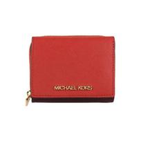 MICHAEL KORS Front Logo Fashion Leather Folding Wallet Mini Women's Red raudona