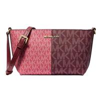 MICHAEL KORS Jet Set Logo Print Coated Canvas Shoulder Crossbody Bag Small Women's Fuchsia raudona