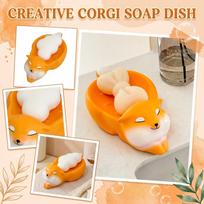 Creative Corgi Dog Soap Dish Decorative Desktop Ornament Resin Material Bathroom Accessory for Home Office Use one size oranžinė