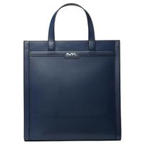 MICHAEL KORS Cooper Solid Silver Logo Zipper Closure Artificial Leather Handbag Men's Blue mėlyna
