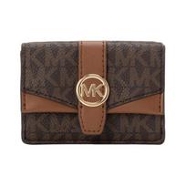 MICHAEL KORS Greenwich Metal Logo Design Coated Canvas Wallet Women's Brown auksas