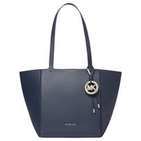 MICHAEL KORS Jordi Logo metal round decoration tote bag Tote bag shopping bag cow leather shoulder bag medium size women's light blue mėlyna
