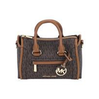 MICHAEL KORS Retro old flower all over printed zipper coated canvas portable shoulder crossbody bag regular women's acorn brown ruda
