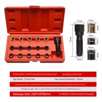 TINSOL M14x1.25 Spark Plug Thread Repair Kit Carbon Steel Portable Screw Tap Rethread Tool for Automotive Engine Cylinder Head 16-piece set for spa