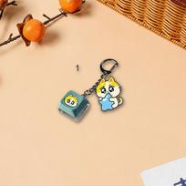 ENHYPEN Cute Cartoon Animal Keycap Keychain, Keyboard Keycap with Matching Acrylic Charm, Kawaii Cat & Dog Bag Pendant Accessory JUNGWON