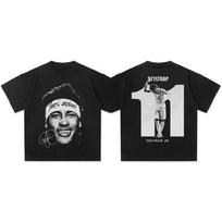 Stylish Black Neymar Jr.  100% Jesus  Football Star Double-Sided Graphic Casual Cotton Short-Sleeve T-Shirt S įvairiaspalvis