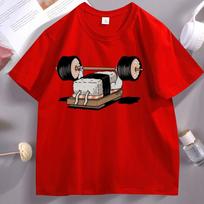 Funny Sushi Weight Lifting Tshirt Unisex Cotton Short Sleeve Round Neck T Shirt Unisex Women Casual Loose Breathable Tees Streetwear S