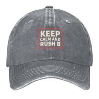 New KEEP CALM AND RUSH B Baseball Cap Golf Hat Rave funny hat Big Size Hat Unisexs Caps Womens