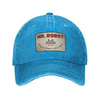 Computer with Sourires Anime Funny Mr Robot Custom Retro Cowboy Washed Baseball Caps for Unisex Denim Sun Hat Hip Hop Cap Adjustable