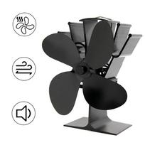 4 Blade Black Stove Fan Fireplace Fan Friendly Quiet Home Efficient Heat Distribution Heat Powered Wood Burner Eco Fan