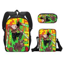 Chainsaw Man School Bag Large Capacity Backpack Polyester Single Layer Pencil Bag Satchel Three-Piece Children'S Backpack 17inch backpack