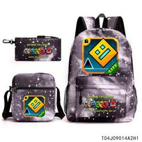 Geometry Sprint Game Geometry Dash Three-Piece School Bag For Boys And Girls On Campus Satchel Backpack