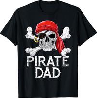 Pirate Dad Jolly Roger Flag Skull & Crossbones Unisex T-Shirt S įvairiaspalvis