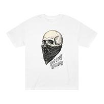 West Coast Warlord Skull Bandana Graphic T-Shirt White Beige Black Crew Neck S įvairiaspalvis