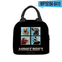 Minecraft filmas, Nešiojama šilumos izoliacijos krepšys, Šaldymo krepšys, Aliuminio folijos pietų krepšys. Lunch bag blue