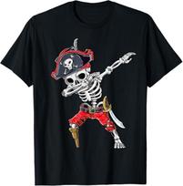 Dabbing Skeleton Pirate T Shirt Mens Womens Tees Top Halloween Jolly Roger T-Shirt Mens Womens Tees Top S