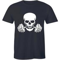 Skull with Barbells weights workout funny T Shirt Mens Womens Tees Top tee M