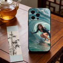 Surfing Art Phone Case For iPhone 17, 16,15,14,13,12,11 Plus,Pro Max, Others Soft Black Cover iPhone14Plus