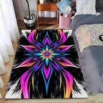 Abstract Colorful Mandala Pattern Carpet with Black Artistic Background Suitable for use as an anti-slip for living room bedroom sofas 40x60cm( 15x23in )
