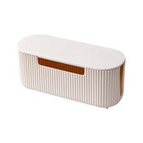 Dustproof Cable Storage Box Multi-Functional Wire Management Case Socket Storage Box  Desktop Beige PP Lid