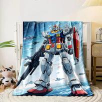 A giant humanoid robot with bright colors stands with jets flying around. for all seasons blanket lunch break throw gift 80cm x 120cm