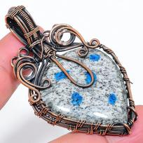 Natural K2 Azurite Gemstone Handmade Copper Wire Wrap Gift Pendant 2.48  g0W39
