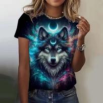 3D Printed Animal T Shirt Women Funny Wolf Pattern Tees Summer Harajuku T-Shirts Y2k Tops Loose Short Sleeves T-Shirts 3XL