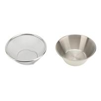 304 nerūdijančio plieno kiaurasamčio rinkinys, mikroakyto smulkaus tinklelio mini metalinis sietelis su maišymo dubeniu 14cm, plovimui ir nusausinimui