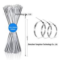 100-Pack 304 Stainless Steel Self-Locking Cable Ties, 150/200/300mm Multi-Purpose Steel Wire Ties