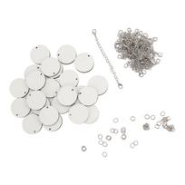 72Pcs Sublimation Keychain Blanks Bulk Set Double Sided Round   Arts Crafts Ornament