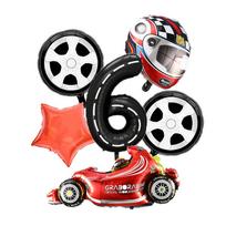 Red Racing Themed Balloon Helmet Tire Number Balloon Birthday Party Photography Decoration Children's Baptism Set Birthday Gift 40inch