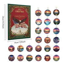 2025 Christmas Advent 24-Day 2d Pendant Advent Christmas National Landmarks Set Pendant Countdown For Window Door Tree Bag Purse 2D