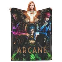 Arcane Anime Character Inspired Themed Pattern 1pc Flannel Blanket-Warm Throw for Couch&Bed, Machine Washable,All-Season Comfort 130X150cm