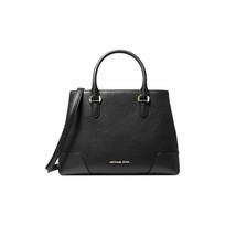 MICHAEL KORS Crosby Classic Commuting Elegant Gold Logo Leather Handheld Shoulder Crossbody Bag Women's Black juoda