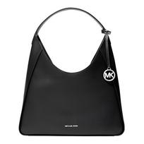 MICHAEL KORS Charlie silver metal logo charm cow leather hobo underarm bag shoulder bag large size women's black juoda