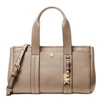 MICHAEL KORS ROMEE Logo letter pendant cow leather and artificial leather crossbody handbag mini women's taupe pilka spalva