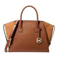 MICHAEL KORS Avril brand letter logo leather handbag large size women's leather brown ruda