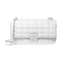 MICHAEL KORS Tribeca Silver Hardware Leather Crossbody Shoulder Bag Large Women's White sidabras