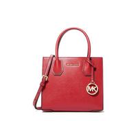 MICHAEL KORS handbag Mercer Solid Color Logo Pendant Pebbled Leather Tote Bag Tote Bag Shopping Bag Hand Shoulder Crossbody Bag Medium medium size raudona