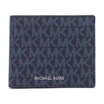 MICHAEL KORS COOPER Short Old Flower Printed Retro PVC (Polyvinyl Chloride) Card Holder Wallet Men's Navy Blue Navy blue old flower mėlyna